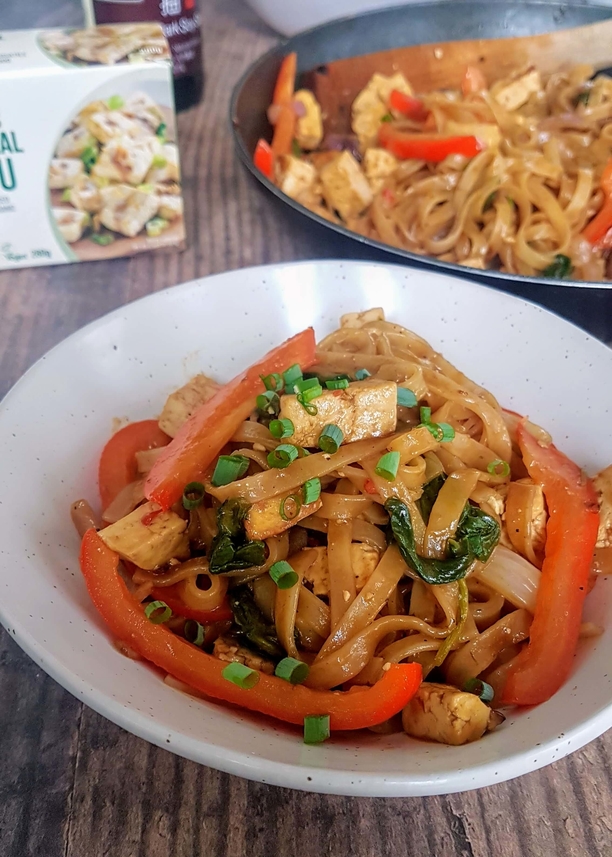 One Pan Coconut Noodles Plate Close Up